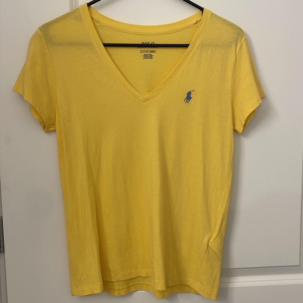 Polo Ralph Lauren Yellow Women’s Pony Logo V-Neck T-Shirt Small
